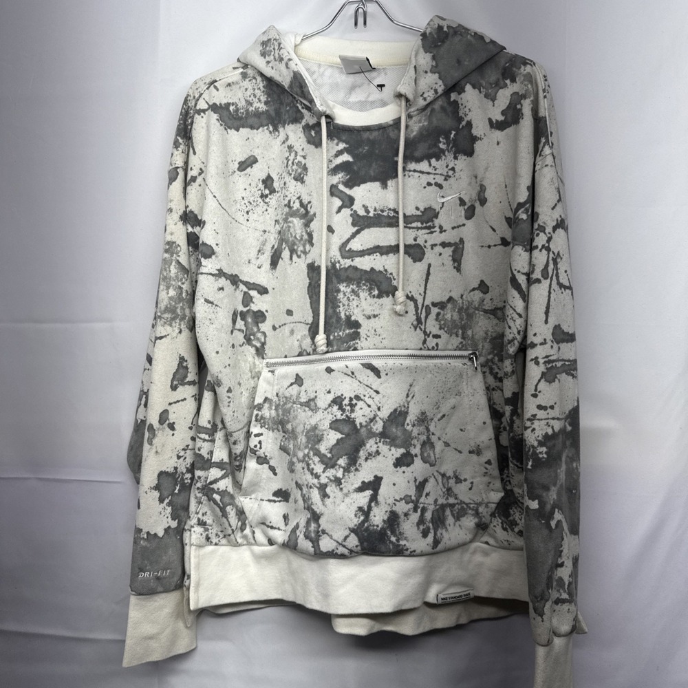 Nike Standard Issue‎ Dri-FIT Gray and White Tie Dye Hoodie Size Large